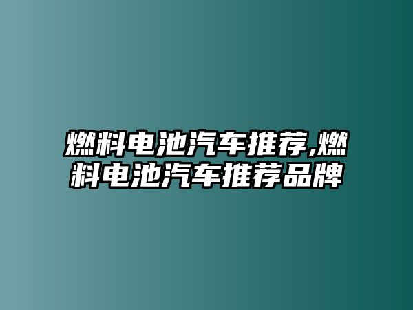 燃料電池汽車推薦,燃料電池汽車推薦品牌