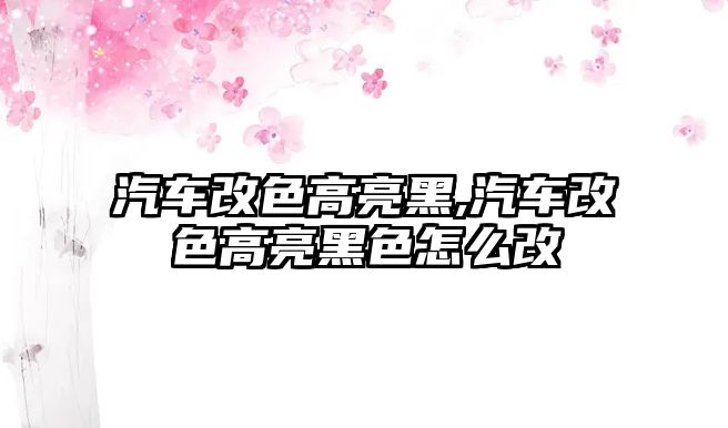 汽車改色高亮黑,汽車改色高亮黑色怎么改