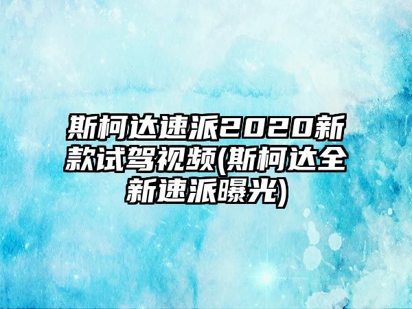 斯柯達速派2020新款試駕視頻(斯柯達全新速派曝光)