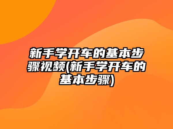 新手學開車的基本步驟視頻(新手學開車的基本步驟)