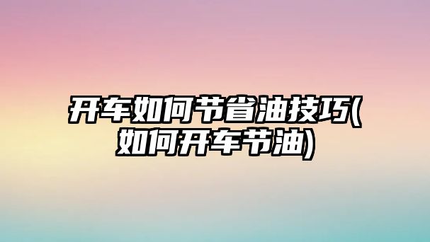 開車如何節省油技巧(如何開車節油)