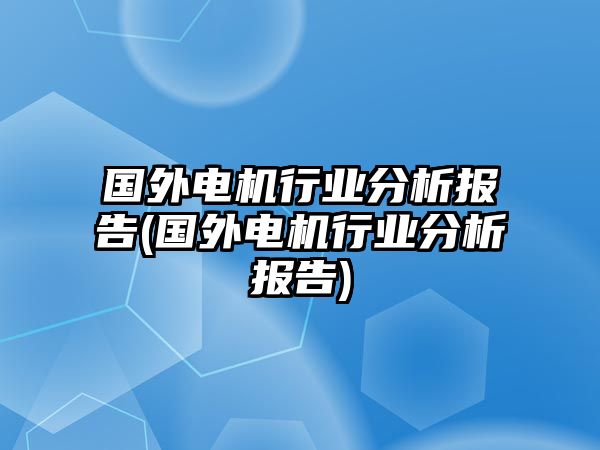 國外電機行業分析報告(國外電機行業分析報告)