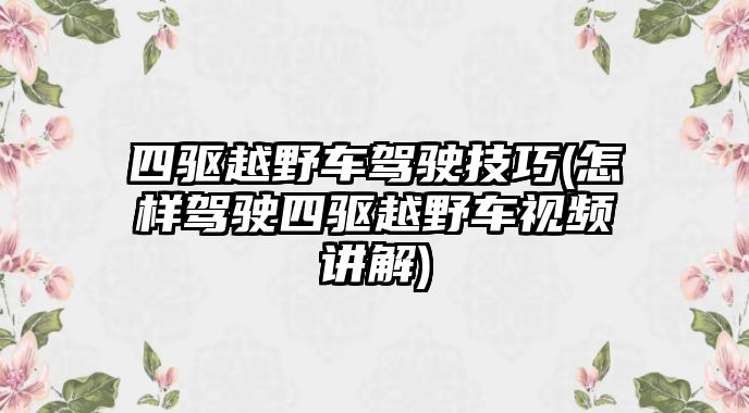 四驅(qū)越野車駕駛技巧(怎樣駕駛四驅(qū)越野車視頻講解)