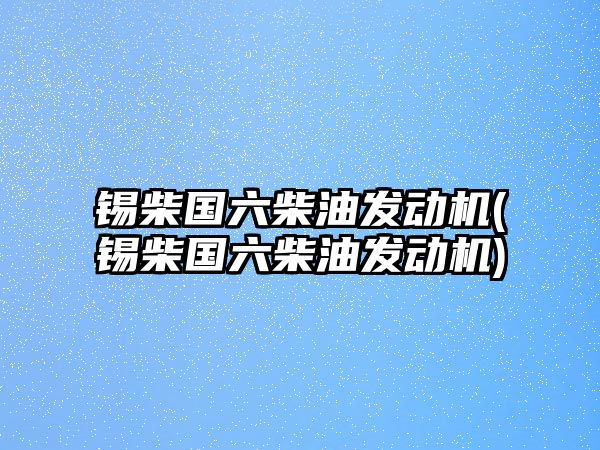 錫柴國六柴油發(fā)動機(錫柴國六柴油發(fā)動機)