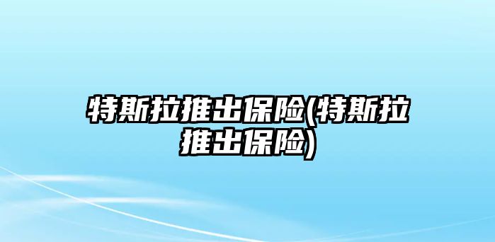 特斯拉推出保險(特斯拉推出保險)