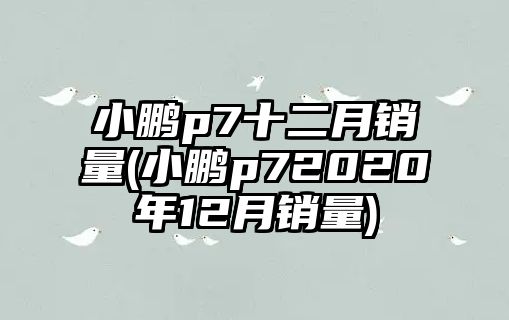 小鵬p7十二月銷量(小鵬p72020年12月銷量)