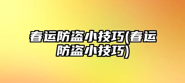 春運防盜小技巧(春運防盜小技巧)