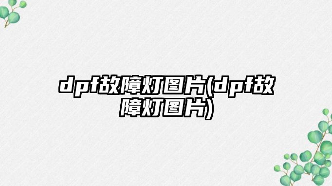 dpf故障燈圖片(dpf故障燈圖片)