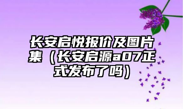 長安啟悅報價及圖片集（長安啟源a07正式發(fā)布了嗎）