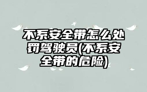 不系安全帶怎么處罰駕駛員(不系安全帶的危險)