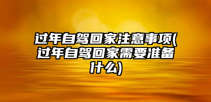 過年自駕回家注意事項(過年自駕回家需要準備什么)