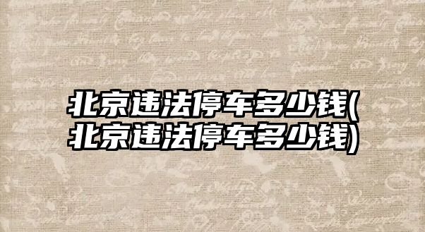 北京違法停車多少錢(北京違法停車多少錢)