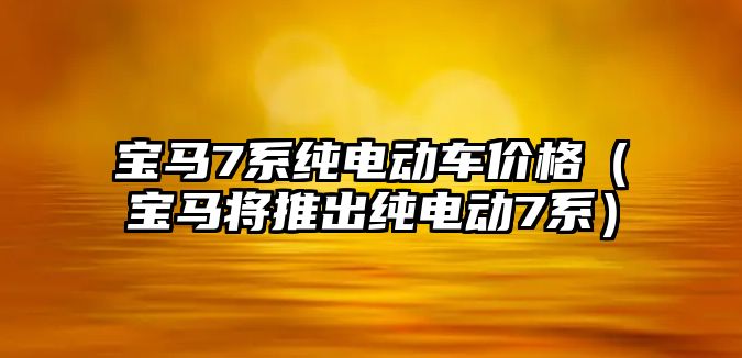 寶馬7系純電動車價格（寶馬將推出純電動7系）