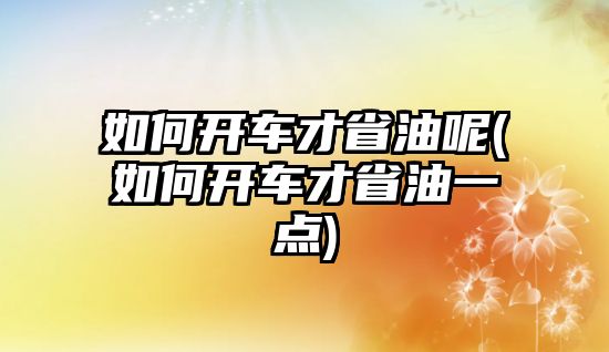 如何開車才省油呢(如何開車才省油一點)