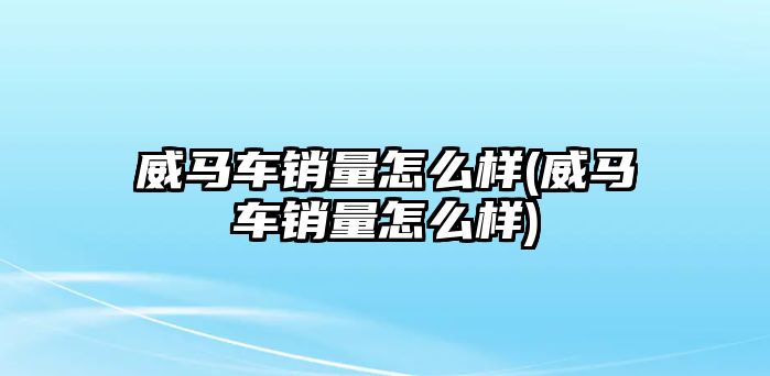 威馬車銷量怎么樣(威馬車銷量怎么樣)