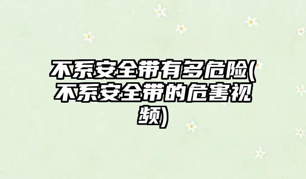 不系安全帶有多危險(不系安全帶的危害視頻)