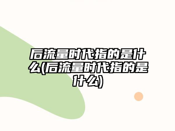 后流量時代指的是什么(后流量時代指的是什么)