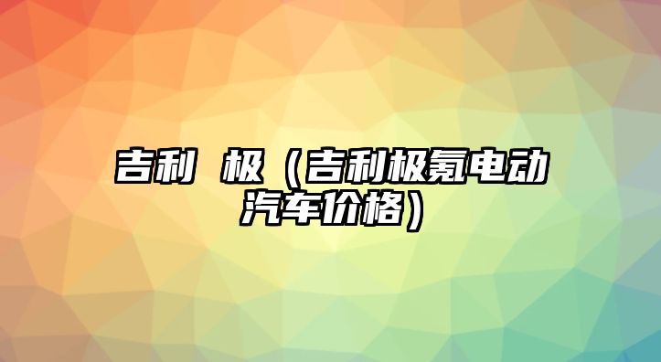 吉利 極（吉利極氪電動汽車價格）