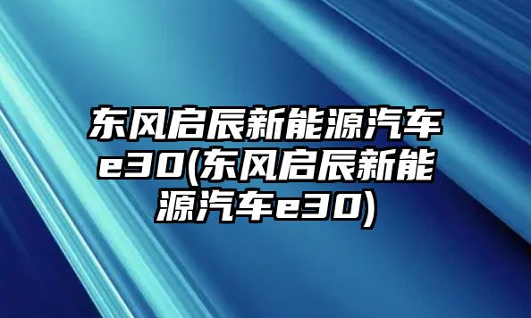 東風啟辰新能源汽車e30(東風啟辰新能源汽車e30)