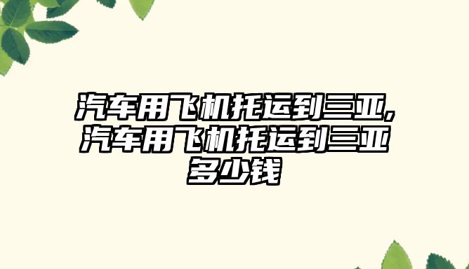 汽車用飛機托運到三亞,汽車用飛機托運到三亞多少錢