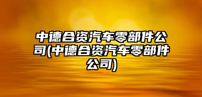 中德合資汽車零部件公司(中德合資汽車零部件公司)