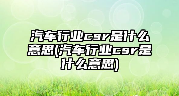 汽車行業csr是什么意思(汽車行業csr是什么意思)