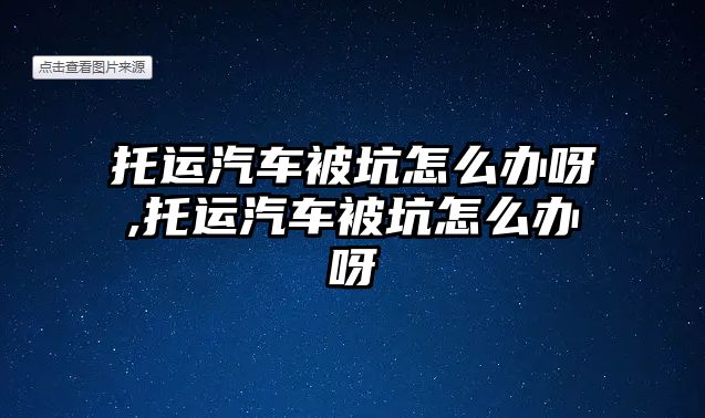 托運汽車被坑怎么辦呀,托運汽車被坑怎么辦呀