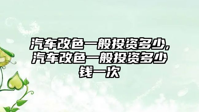 汽車改色一般投資多少,汽車改色一般投資多少錢一次