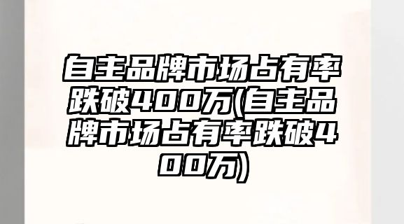 自主品牌市場占有率跌破400萬(自主品牌市場占有率跌破400萬)