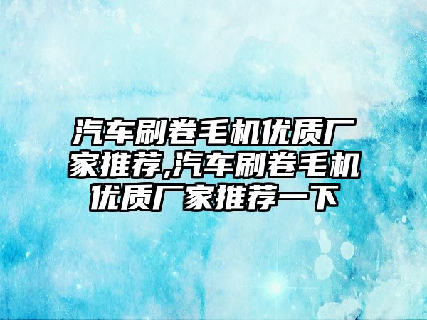 汽車刷卷毛機優質廠家推薦,汽車刷卷毛機優質廠家推薦一下