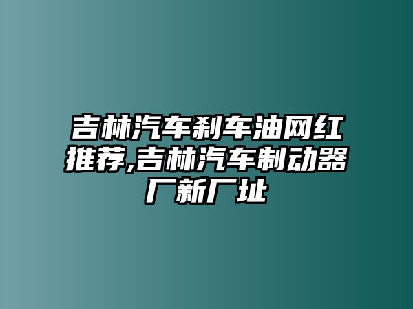 吉林汽車剎車油網(wǎng)紅推薦,吉林汽車制動器廠新廠址