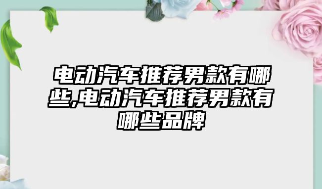 電動汽車推薦男款有哪些,電動汽車推薦男款有哪些品牌