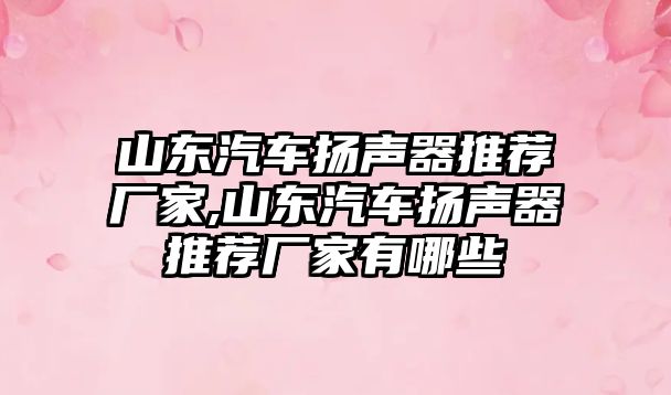 山東汽車揚聲器推薦廠家,山東汽車揚聲器推薦廠家有哪些