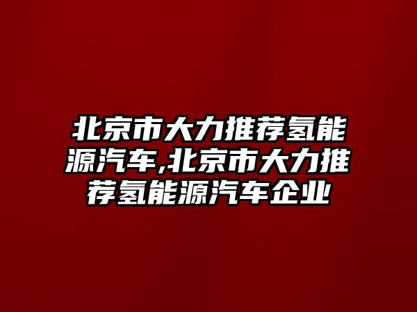 北京市大力推薦氫能源汽車,北京市大力推薦氫能源汽車企業