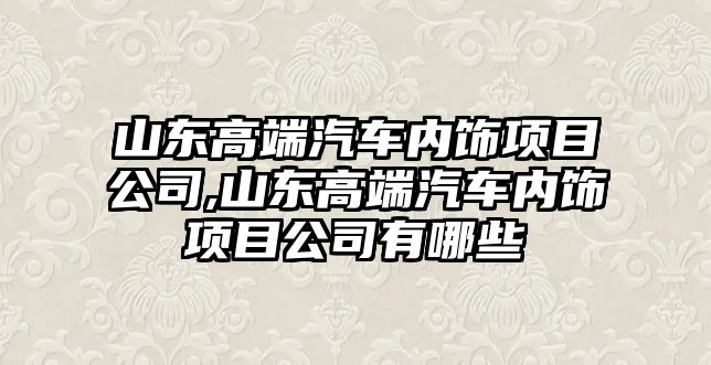 山東高端汽車內飾項目公司,山東高端汽車內飾項目公司有哪些