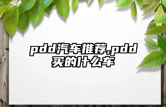 pdd汽車(chē)推薦,pdd買(mǎi)的什么車(chē)