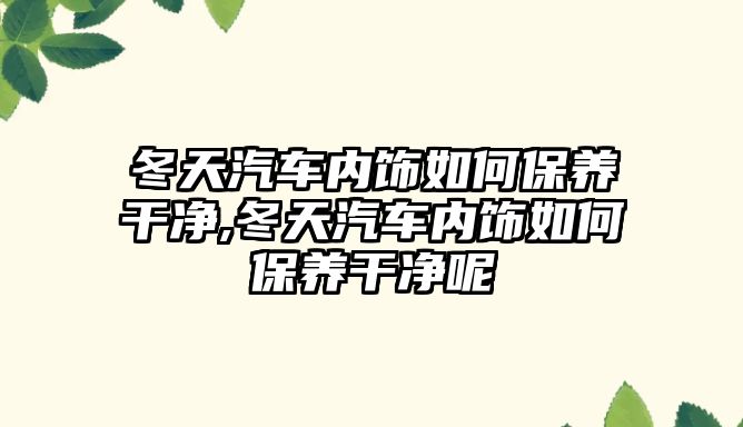 冬天汽車內飾如何保養干凈,冬天汽車內飾如何保養干凈呢