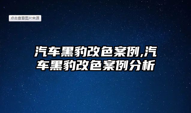 汽車黑豹改色案例,汽車黑豹改色案例分析