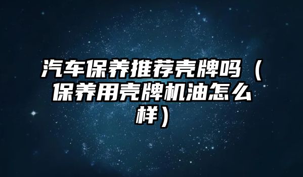 汽車保養推薦殼牌嗎（保養用殼牌機油怎么樣）