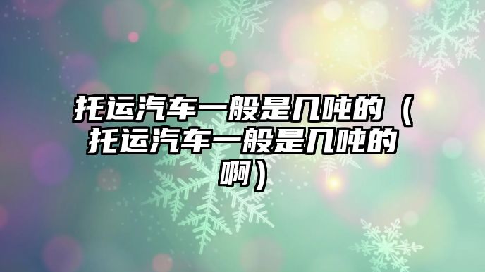 托運汽車一般是幾噸的（托運汽車一般是幾噸的啊）